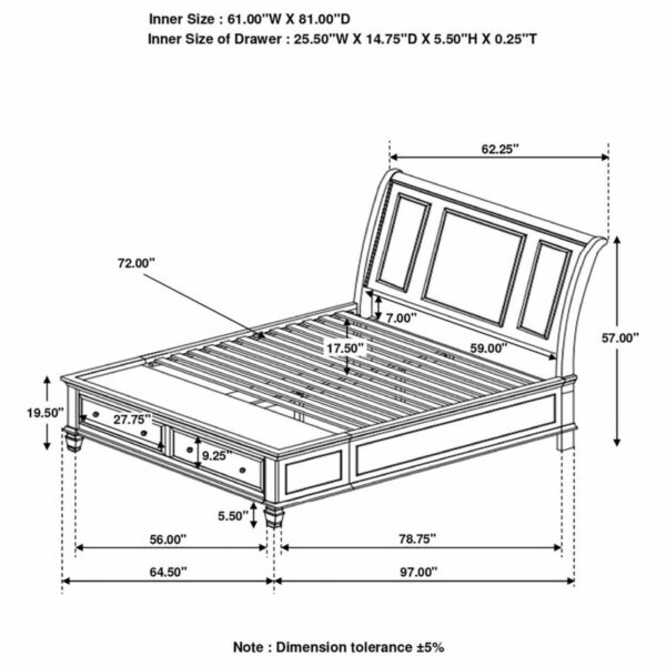 Sandy Beach - Storage Sleigh Bed - Image 7