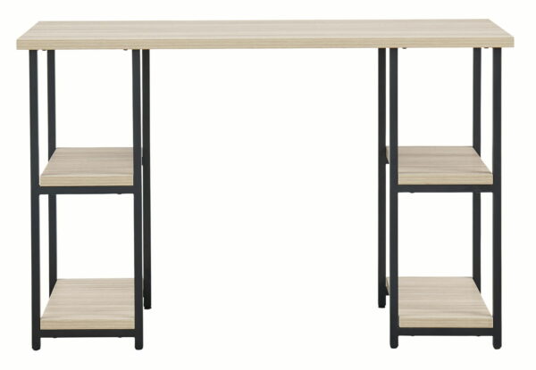 Waylowe - Natural / Black - Home Office Desk - Double-Shelf Pedestal - Image 4