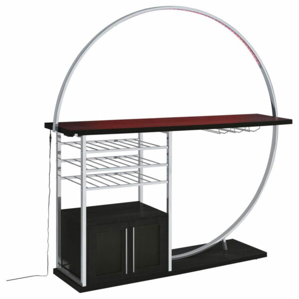 Risley - 2-Door Circular LED Home Bar With Wine Storage - Image 12