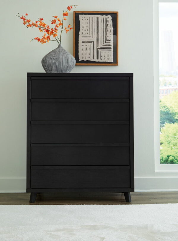 Danziar - Black - Five Drawer Wide Chest - Image 7