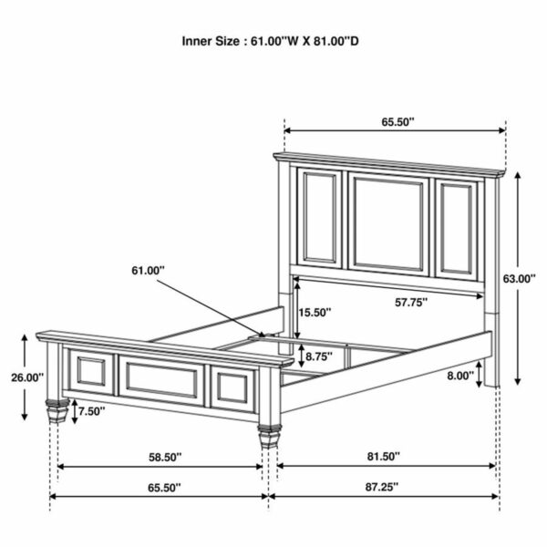 Sandy Beach - Panel Bed with High Headboard - Image 16