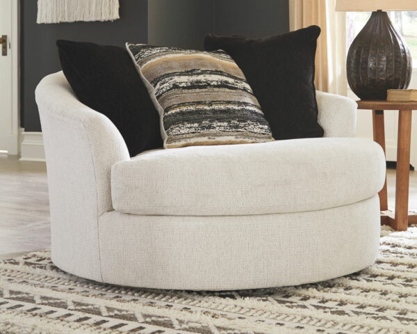 Cambri - Snow - Oversized Round Swivel Chair - Image 2
