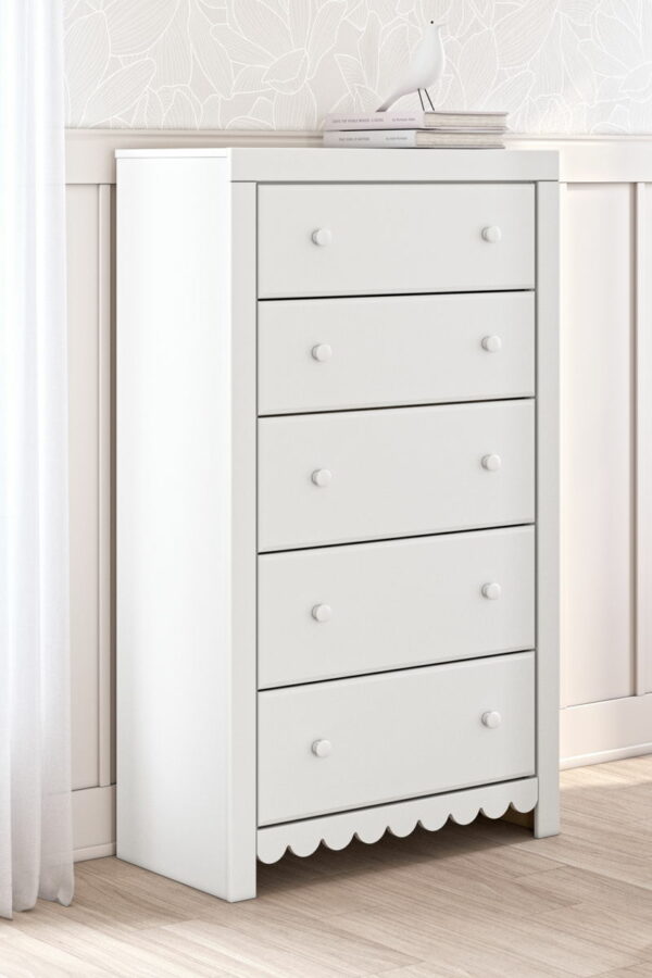 Mollviney - White - Five Drawer Chest - Image 10