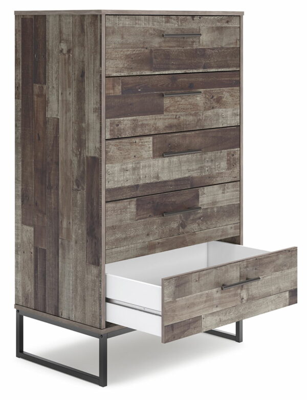 Neilsville - Black / Gray - Five Drawer Chest - Image 9