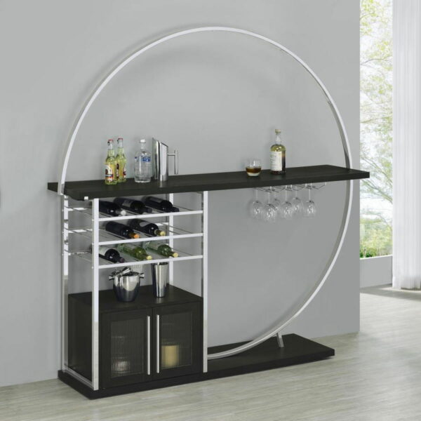 Risley - 2-Door Circular LED Home Bar With Wine Storage - Image 9