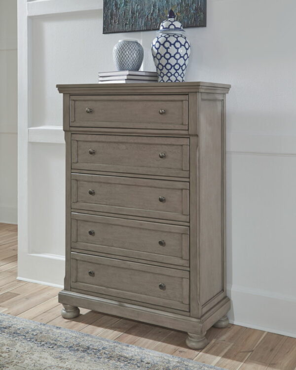 Lettner - Light Gray - Five Drawer Chest - 2-handles - Image 2