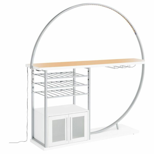 Risley - 2-Door Circular LED Home Bar With Wine Storage - Image 6
