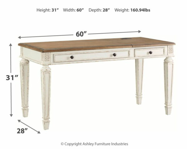 Realyn - White / Brown - Home Office Lift Top Desk - Image 5