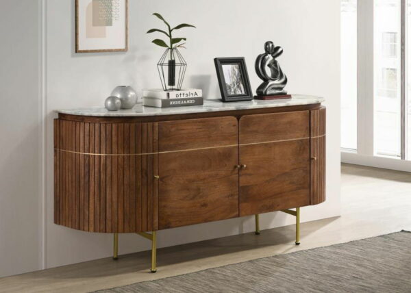 Ortega - 4 Door Marble Top Sideboard Buffet Cabinet - Natural - Image 6