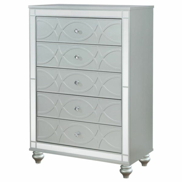 Gunnison - 5-Drawer Bedroom Chest - Silver Metallic - Image 2