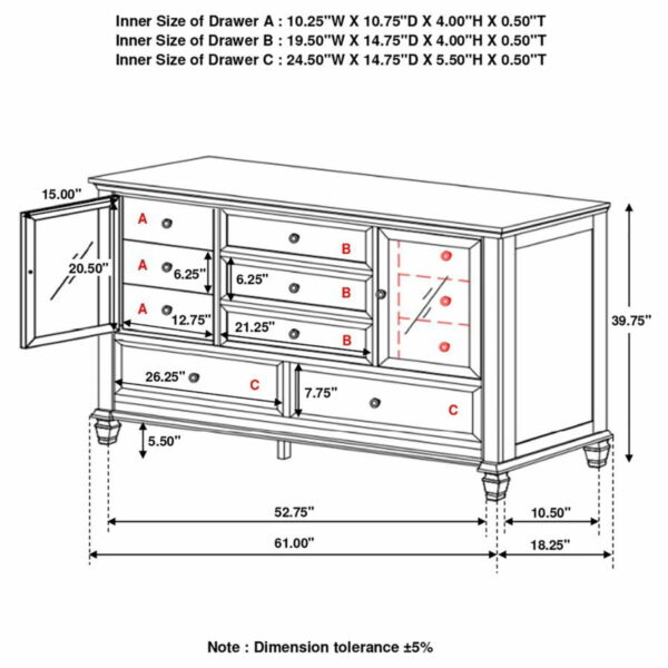 Sandy Beach - 11-drawer Rectangular Dresser - Image 4