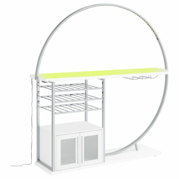 Risley - 2-Door Circular LED Home Bar With Wine Storage - Image 8