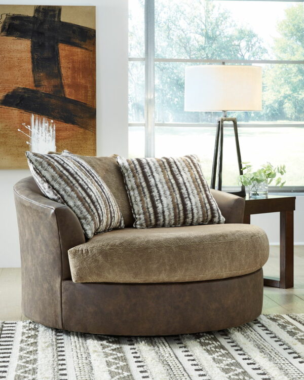Alesbury - Chocolate - Oversized Swivel Accent Chair - Image 3