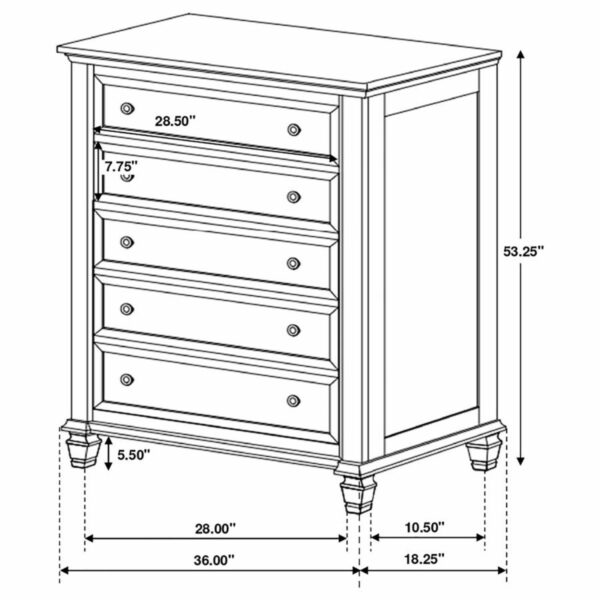 Sandy Beach - 5-drawer Chest - Image 16