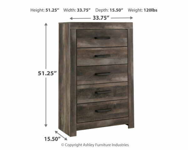 Wynnlow - Gray - Five Drawer Chest - Image 3