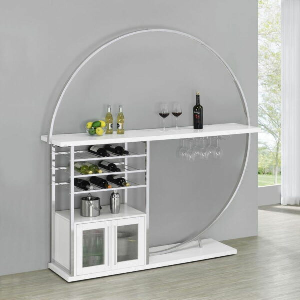 Risley - 2-Door Circular LED Home Bar With Wine Storage - Image 5