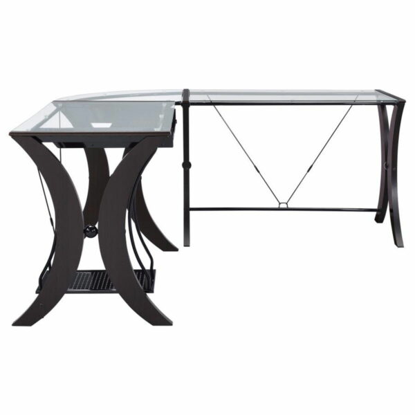 Monterey - Glass Top L-Shape Computer Desk - Cappuccino - Image 2