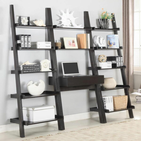 Colella - 3 Piece Ladder Desk And Bookcase Set - Cappuccino - Image 7