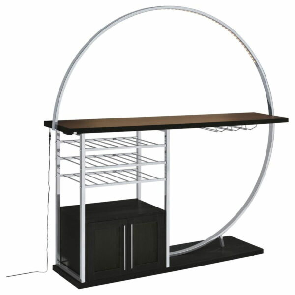 Risley - 2-Door Circular LED Home Bar With Wine Storage - Image 13