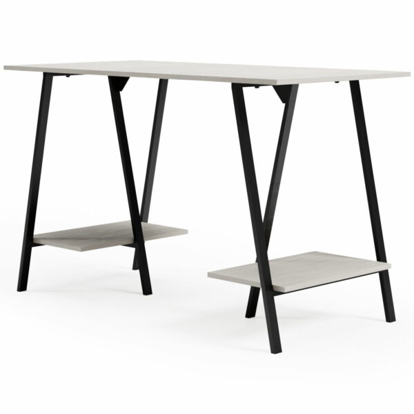 Bayflynn - White / Black - Home Office Desk - 2 Fixed Shelves - Image 4