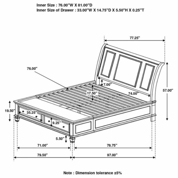 Sandy Beach - Storage Sleigh Bed - Image 9