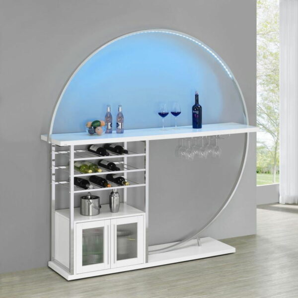 Risley - 2-Door Circular LED Home Bar With Wine Storage - Image 2