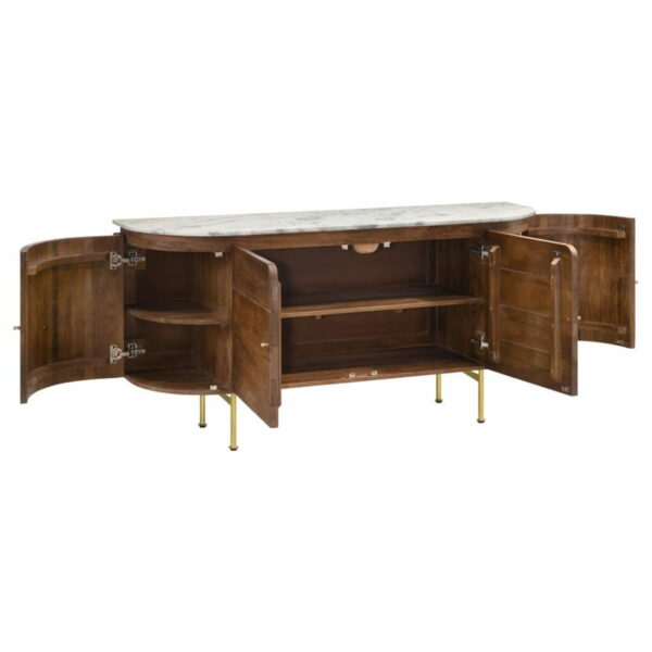 Ortega - 4 Door Marble Top Sideboard Buffet Cabinet - Natural - Image 5