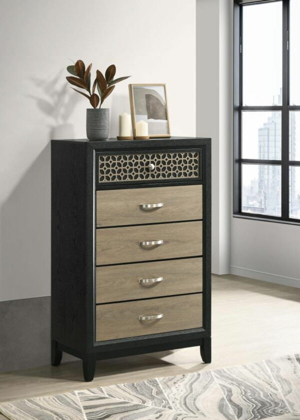 Valencia - 5-Drawer Bedroom Chest - Black - Image 2