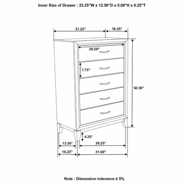 Watson - 5-Drawer Bedroom Chest - Gray Oak - Image 9