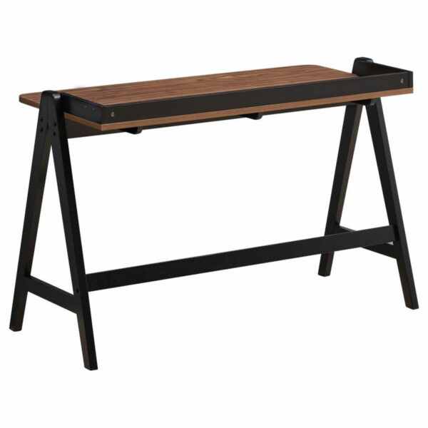 Raul - Writing Desk With USB Ports - Walnut And Black - Image 4