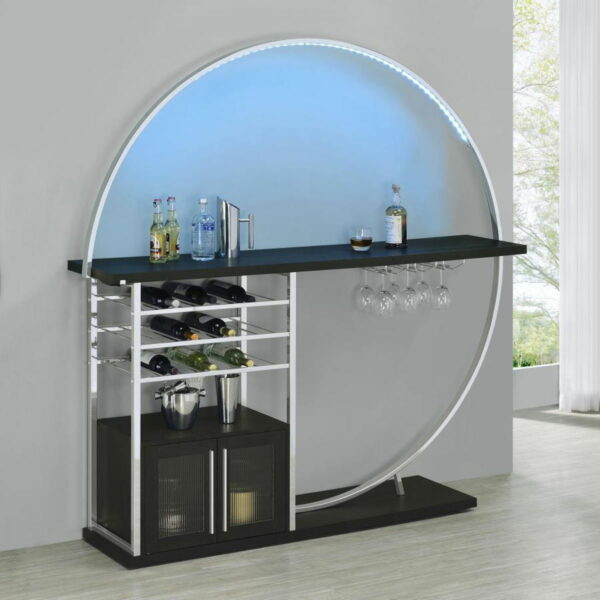 Risley - 2-Door Circular LED Home Bar With Wine Storage - Image 4