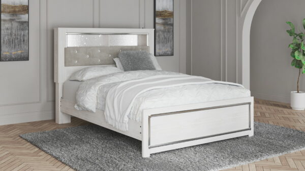 Altyra - White - Queen Panel Bookcase Bed With Roll Slats - Image 7
