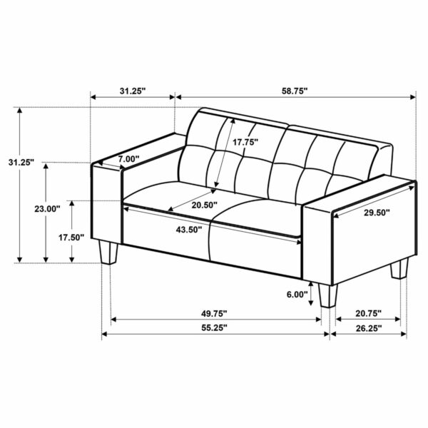 Deerhurst - Upholstered Track Arm Tufted Loveseat - Charcoal - Image 6