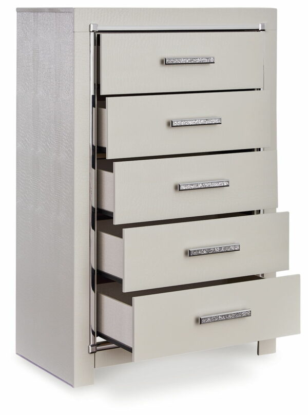 Zyniden - Silver - Five Drawer Chest - Image 8