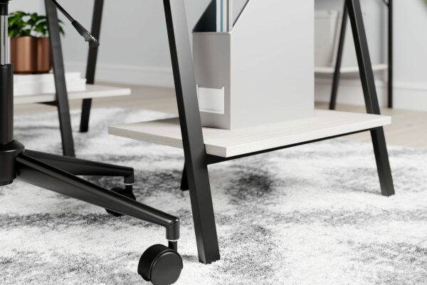 Bayflynn - White / Black - Home Office Desk - 2 Fixed Shelves - Image 6
