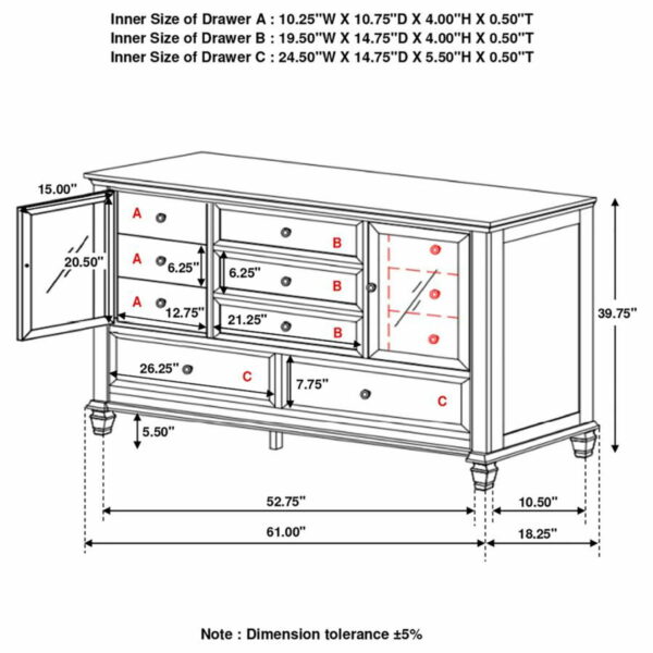 Sandy Beach - 11-drawer Rectangular Dresser - Image 15