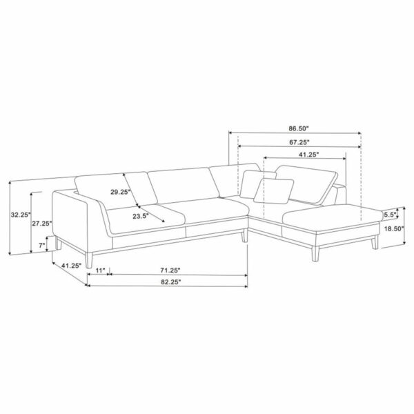 Persia - Upholstered Track Arm Sectional Sofa - Gray - Image 4