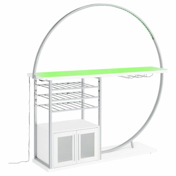 Risley - 2-Door Circular LED Home Bar With Wine Storage - Image 3
