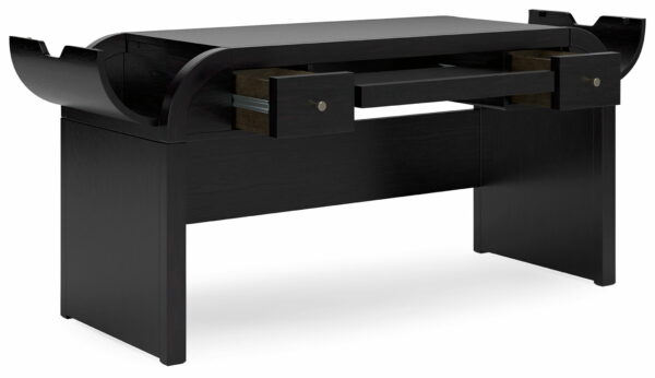Rowanbeck - Black - 3 Pc. - Home Office Desk, Chair, Bookcase - Image 9