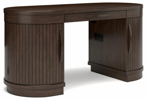 Korestone - Warm Brown - 3 Pc. - Home Office Desk, Chair, Credenza - Image 2