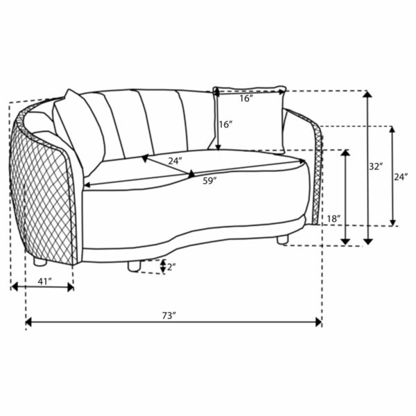 Brookside - Velvet Upholstered Curved Loveseat - Dark Gray - Image 6