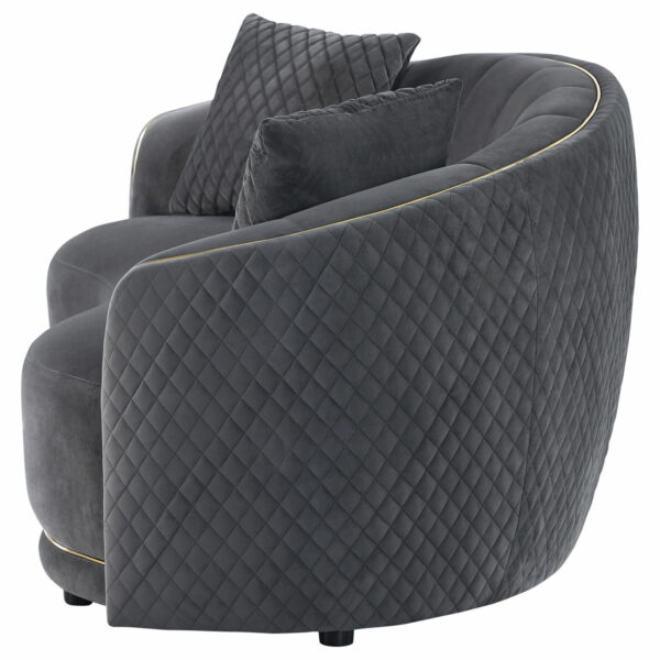 Brookside - Velvet Upholstered Curved Loveseat - Dark Gray - Image 2