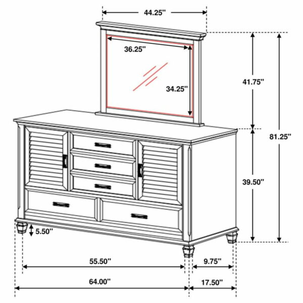 Franco - 5-Drawer Dresser With Mirror - Image 4