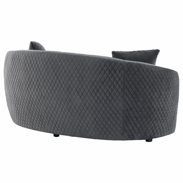 Brookside - Velvet Upholstered Curved Loveseat - Dark Gray - Image 7