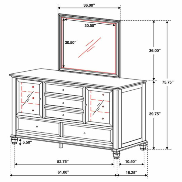 Sandy Beach - 11-drawer Dresser With Mirror - Image 9