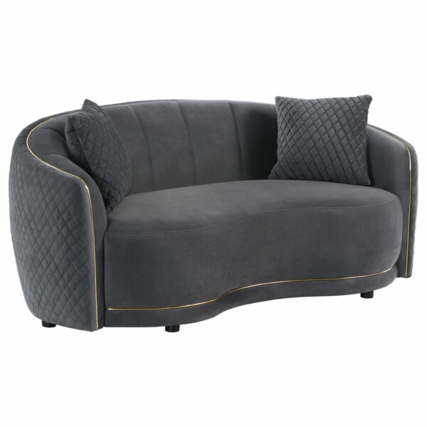 Brookside - 2 Piece Velvet Upholstered Sofa Set - Dark Gray - Image 5