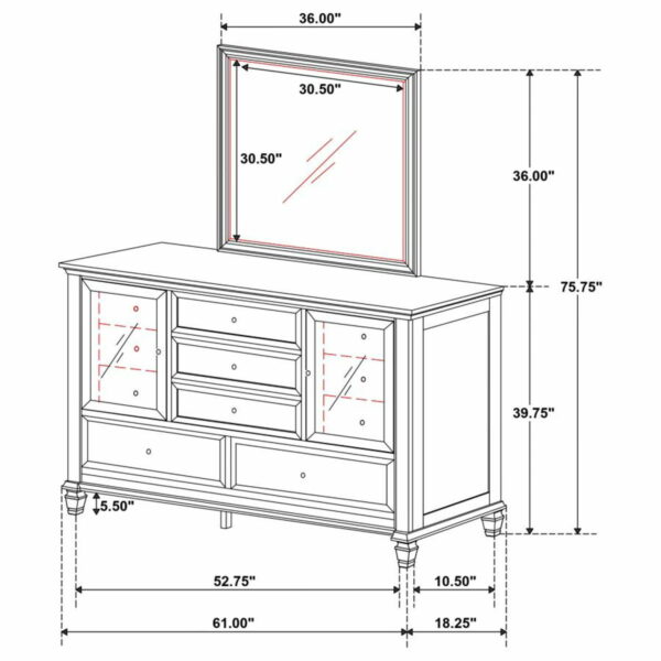 Sandy Beach - 11-drawer Dresser With Mirror - Image 7