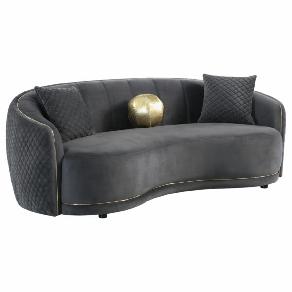 Brookside - 2 Piece Velvet Upholstered Sofa Set - Dark Gray - Image 3