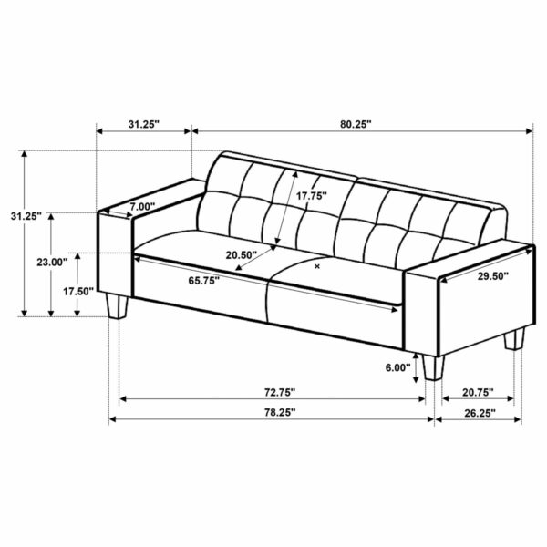 Deerhurst - Upholstered Track Arm Tufted Sofa - Greige - Image 2