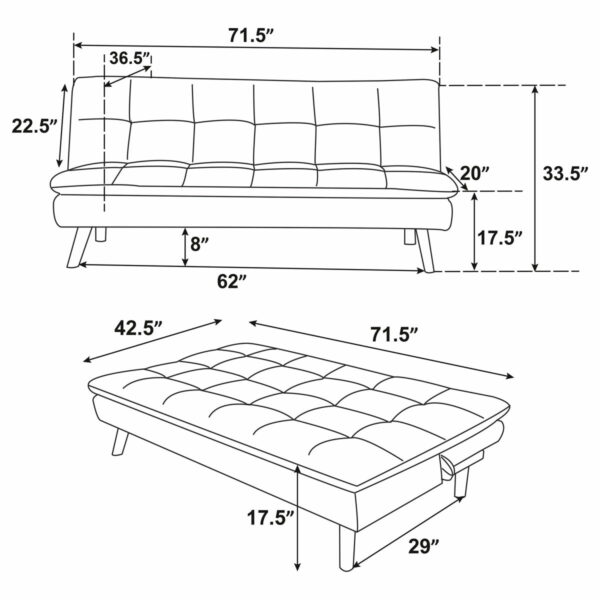 Scout - Upholstered Tufted Convertible Sofa Bed - Gray - Image 4